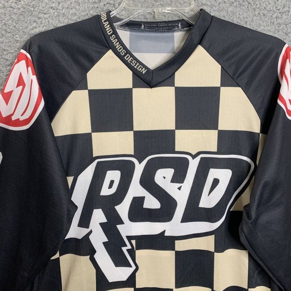 Roland Sands Motorcycle Checkers Hooligan Race Jersey Long Sleeve NEW - Picture 4 of 7